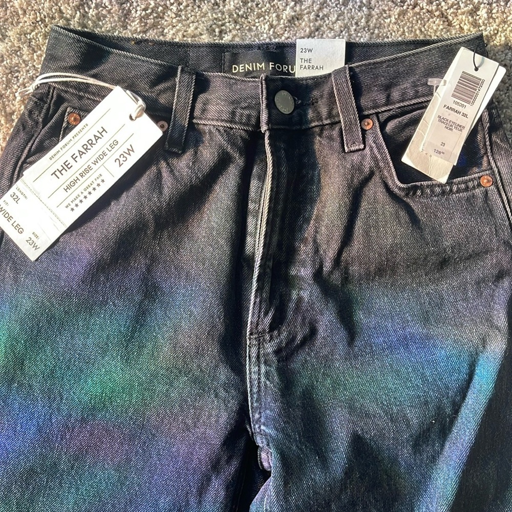 NWT ARITZIA FARRAH WIDE LEG JEANS 23L BLACK EYELINER